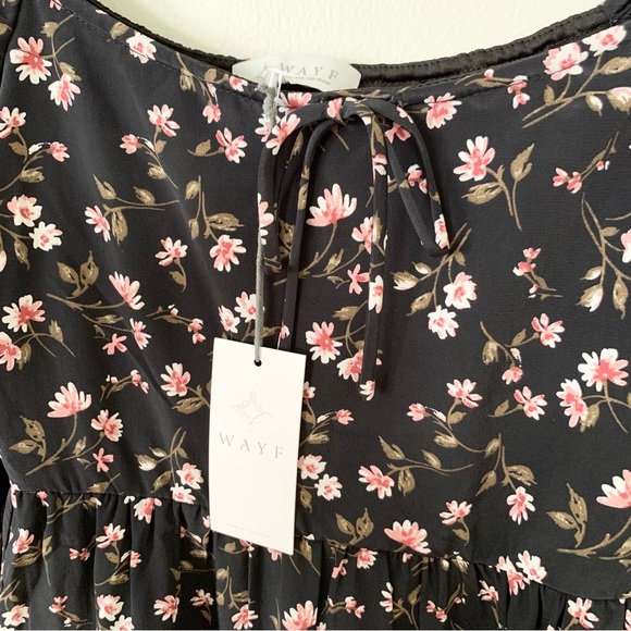 | wayf • floral ballon sleeve tiered babydoll dress • size small | - Picture 10 of 13